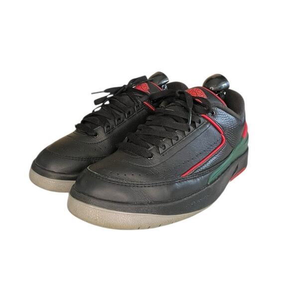 Mens Air Jordan 2 Retro Low 'Christmas' Basketball Sneakers Size 8 Black Green - Picture 2 of 6